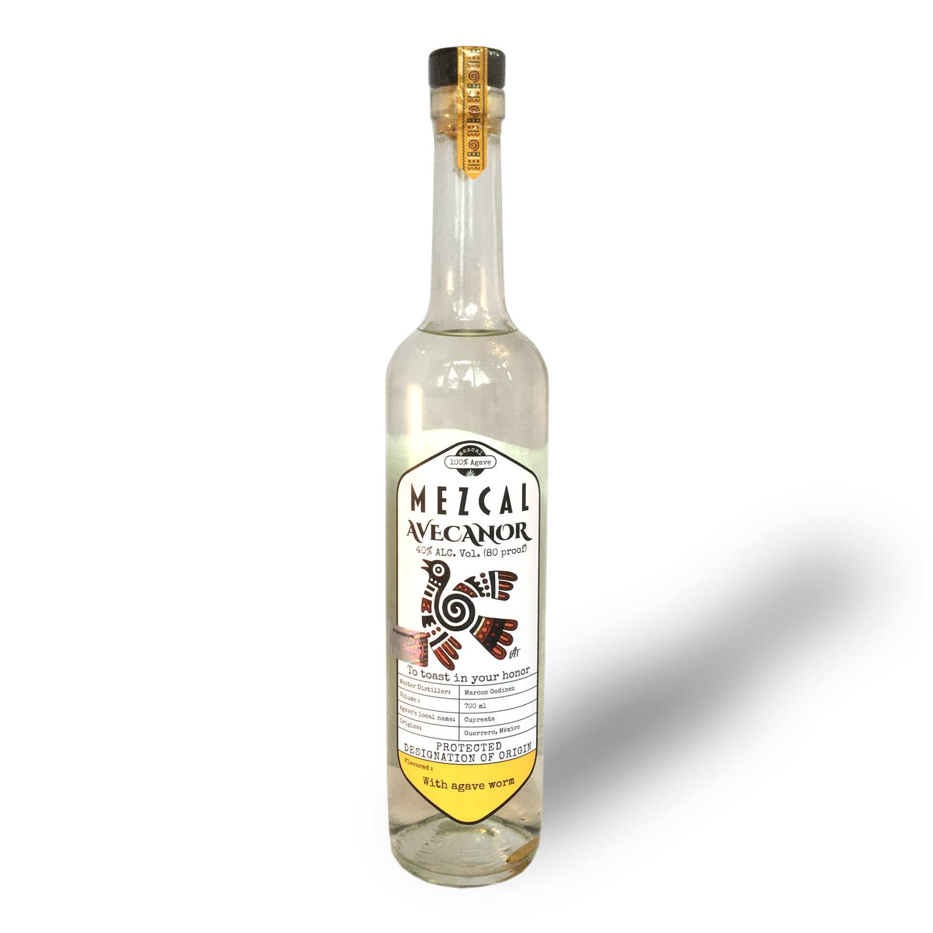 Avecanor Mezcal With Agave Worm- 1 Box 6 Bottles Of 700 Ml. 40% Vol.